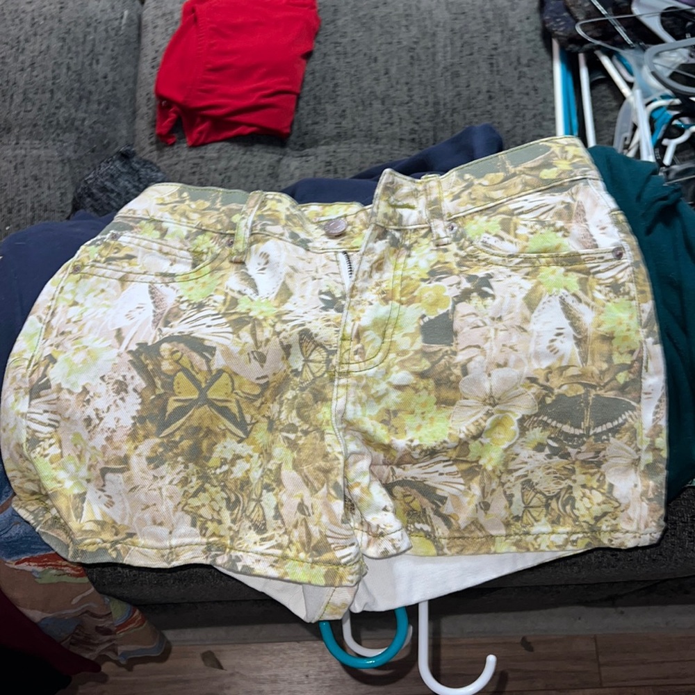 BDG butterflies floral jean shorts